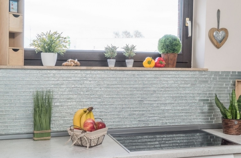 Hand-painted mosaic tile Translucent composite glass mosaic Crystal Chic silver MOS86-8CSV_m
