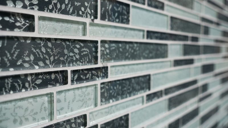 Hand-painted mosaic tile Translucent white gray composite glass mosaic Crystal Chic Flowers MOS86-8CFL_m