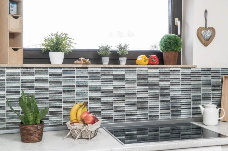 Hand-painted mosaic tile Translucent rods Glass mosaic Crystal Day silver MOS87-STDS_m