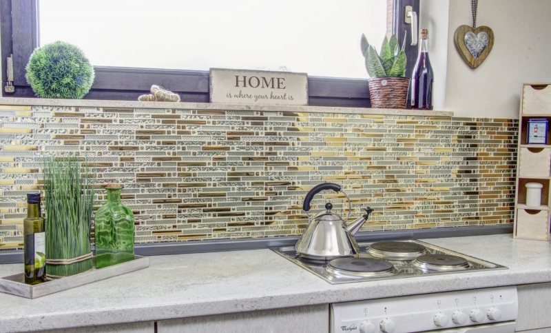 Hand-painted mosaic tile Translucent composite glass mosaic Crystal EP gold glass MOS86-0107_m