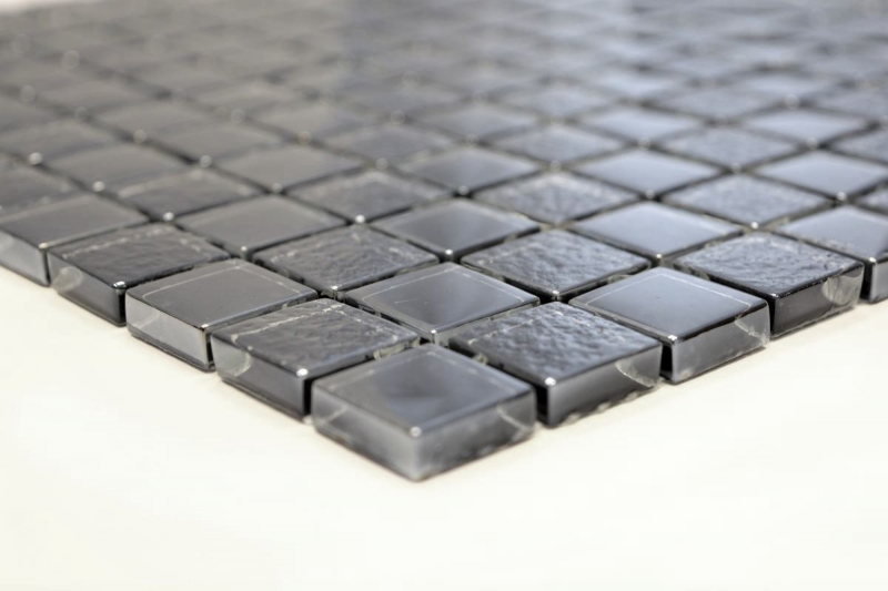 Hand-painted mosaic tile Translucent black Glass mosaic Crystal Lustre black MOS88-8LU89_m