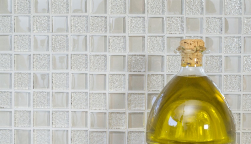 Hand-painted mosaic tile Tile backsplash Translucent white Glass mosaic Crystal chandelier white MOS88-8LU90_m