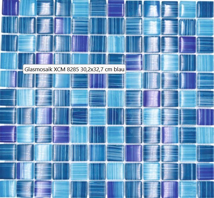 Hand-painted mosaic tile Translucent line blue Glass mosaic Crystal line blue MOS74-0409_m