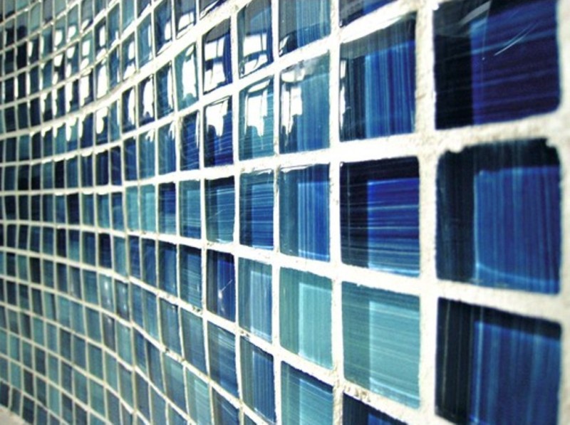 Hand-painted mosaic tile Translucent line blue Glass mosaic Crystal line blue MOS74-0409_m