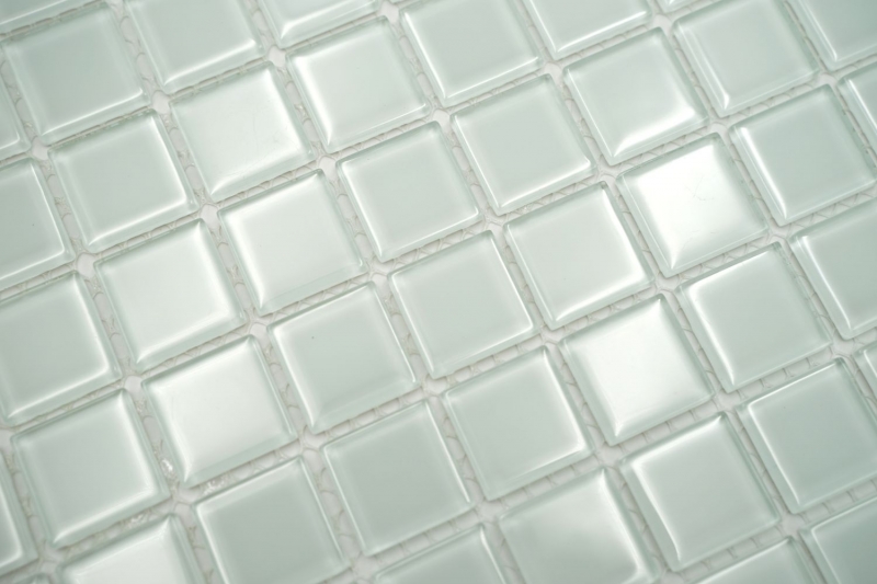 Hand-painted mosaic tile Translucent white with green tint Glass mosaic Crystal BAD WC MOS60-0102_m
