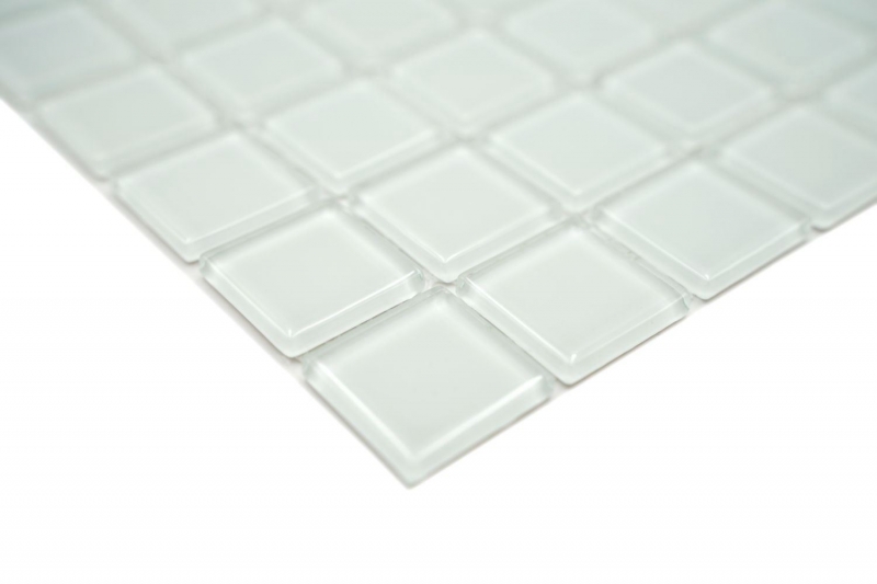 Hand-painted mosaic tile Translucent white with green tint Glass mosaic Crystal BAD WC MOS60-0102_m