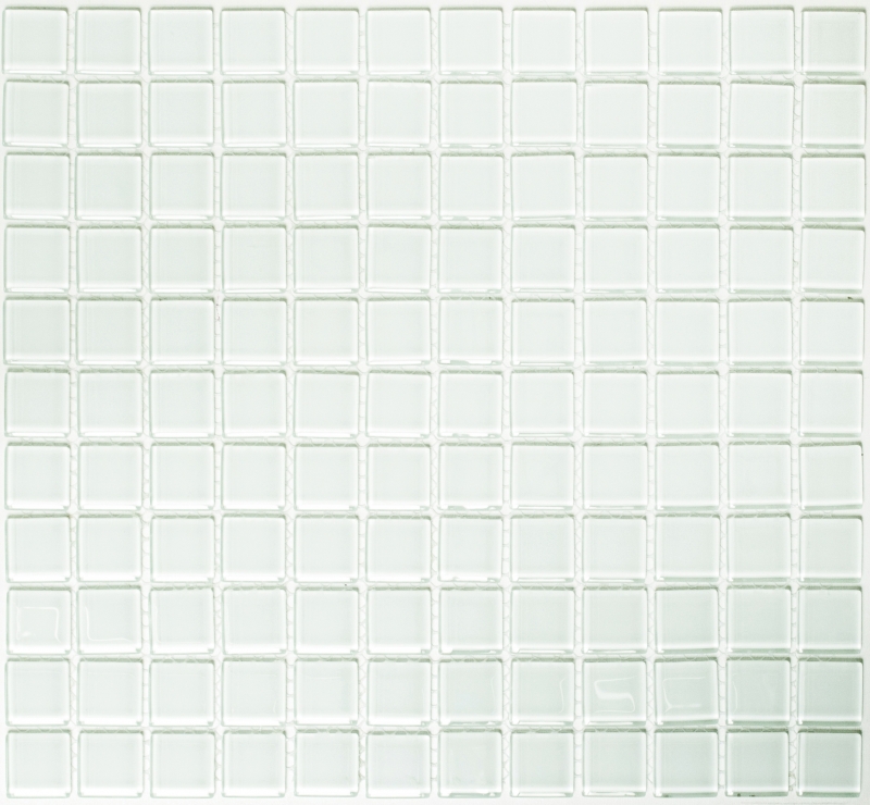 Hand-painted mosaic tile Translucent white with green tint Glass mosaic Crystal BAD WC MOS60-0102_m