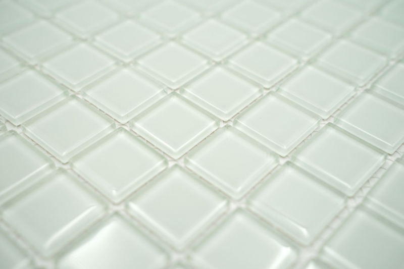 Hand-painted mosaic tile Translucent white Glass mosaic Crystal white matt frosted MOS60-0111_m