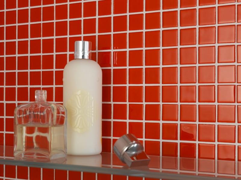 Hand-painted mosaic tile Tile backsplash Translucent red Glass mosaic Crystal red BATH WC Kitchen WALL MOS60-0904_m