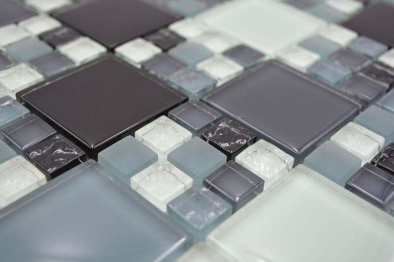 Hand sample mosaic tile translucent gray black combination glass mosaic Crystal gray black gray matt MOS78-0204_m