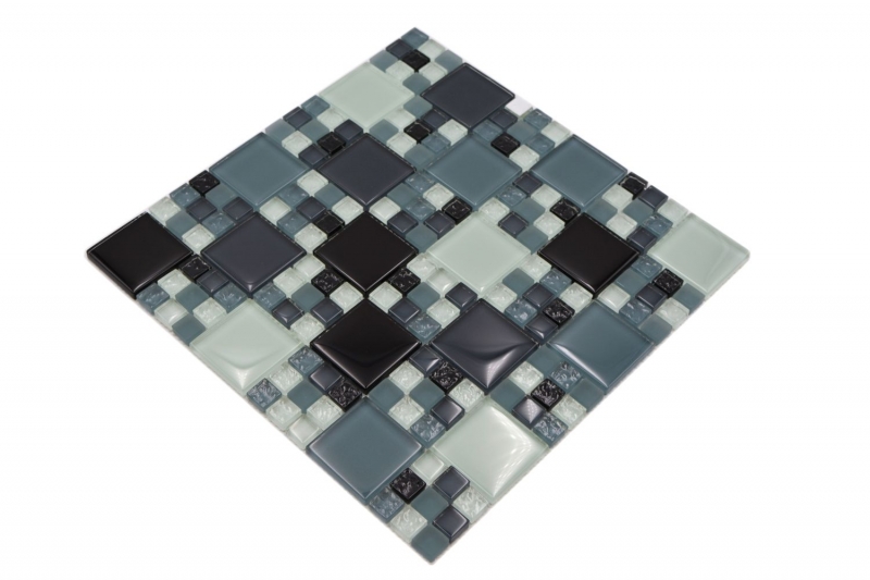 Hand sample mosaic tile translucent gray black combination glass mosaic Crystal gray black gray matt MOS78-0204_m