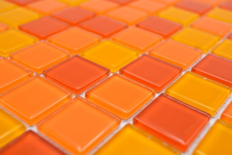 Hand-painted mosaic tile Translucent yellow orange red Glass mosaic Crystal yellow orange red MOS62-0802_m