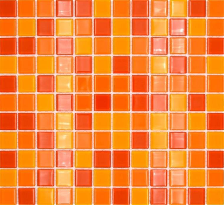 Hand-painted mosaic tile Translucent yellow orange red Glass mosaic Crystal yellow orange red MOS62-0802_m