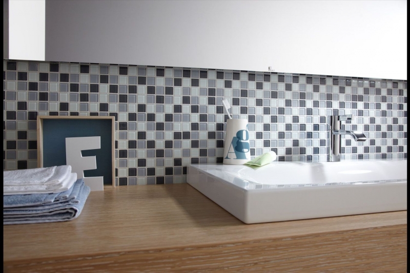 Hand-painted mosaic tile Translucent gray Glass mosaic Crystal gray BATH WC Kitchen WALL MOS62-0204_m