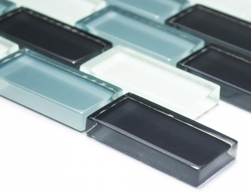 Hand-painted mosaic tile Translucent gray Brick Glass mosaic Crystal gray MOS76-0204_m