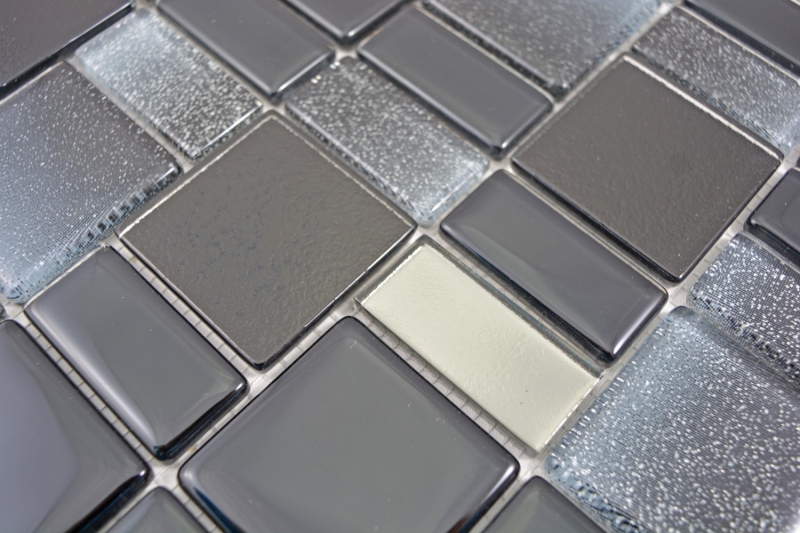 Hand pattern mosaic tile translucent black combination iridescent black-colored MOS68-035B_m