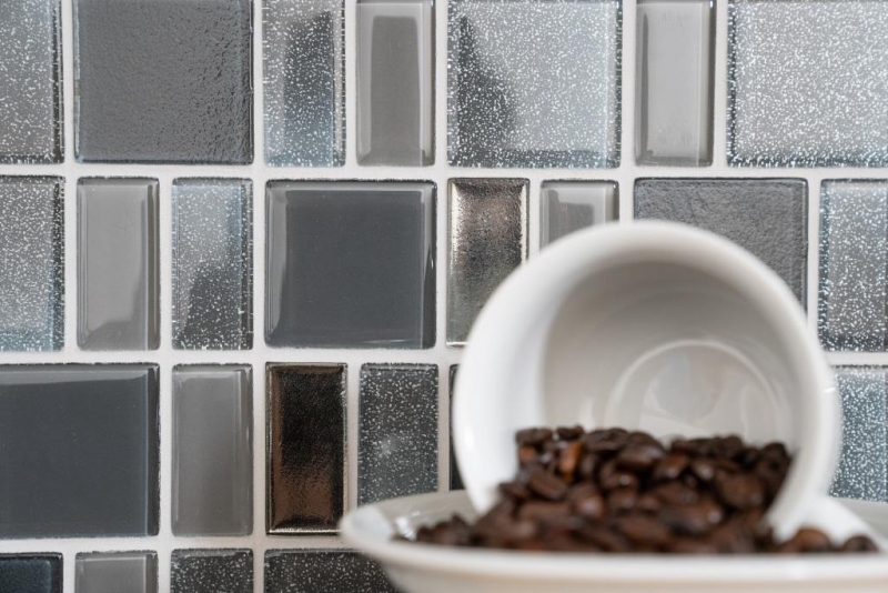 Hand pattern mosaic tile translucent gray combination iridescent gray-colored MOS68-0213G_m