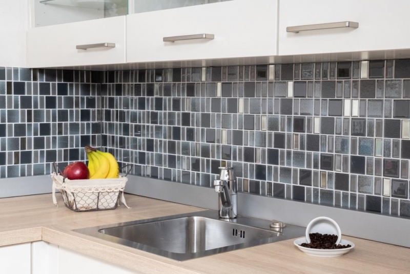 Hand pattern mosaic tile translucent gray combination iridescent gray-colored MOS68-0213G_m