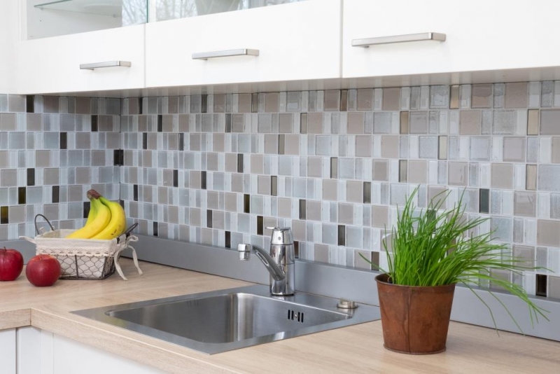 Hand-patterned mosaic tile translucent pearl combination iridescent pearl-colored MOS68-0136P_m