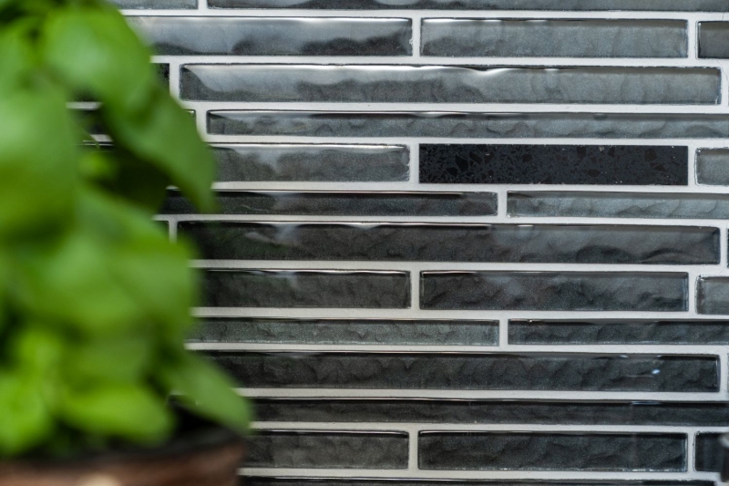 Hand-painted mosaic tile Translucent composite black Multistick glass mosaic Crystal Artificial black MOS86-MS89_m