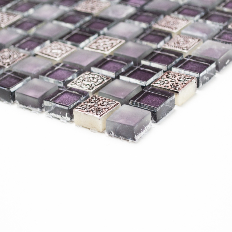 Hand pattern mosaic tile translucent purple glass mosaic Crystal Resin purple purple matt BATH WC kitchen WALL MOS92-1107_m