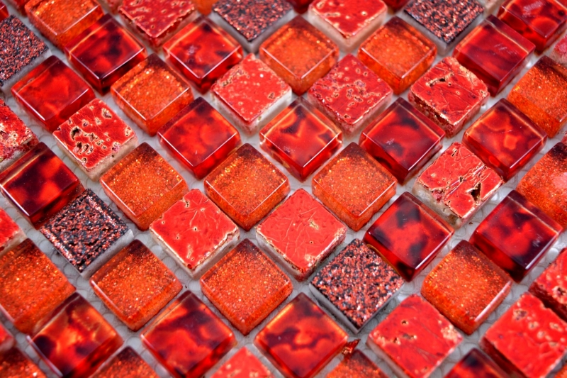 Hand-painted mosaic tile Translucent red Glass mosaic Crystal Resin red BATH WC Kitchen WALL MOS92-0904_m