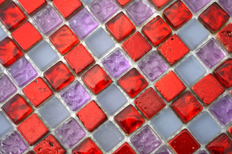 Hand-painted mosaic tile Translucent red pink white Glass mosaic Crystal Resin red pink white matt MOS92-0911_m