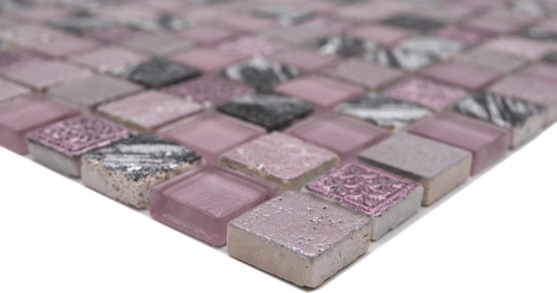 Hand-painted mosaic tile Tile backsplash Translucent pink Glass mosaic Crystal Resin pink BATH WC Kitchen WALL MOS82-1104_m