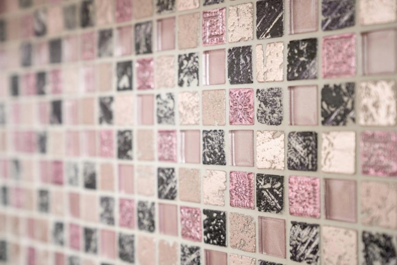 Hand-painted mosaic tile Tile backsplash Translucent pink Glass mosaic Crystal Resin pink BATH WC Kitchen WALL MOS82-1104_m
