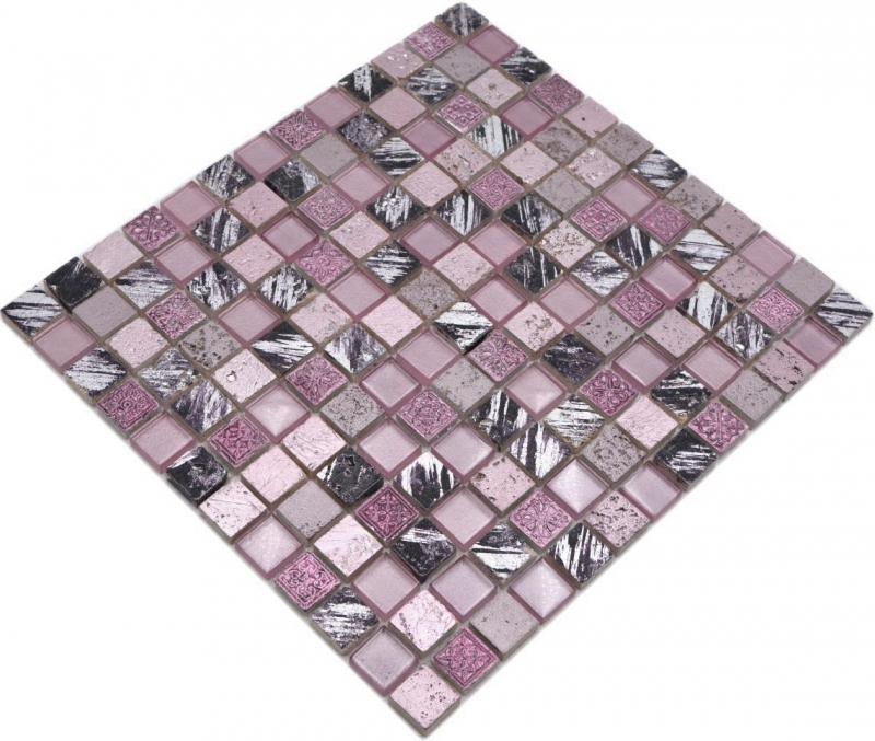 Hand-painted mosaic tile Tile backsplash Translucent pink Glass mosaic Crystal Resin pink BATH WC Kitchen WALL MOS82-1104_m