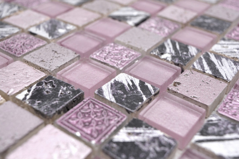 Hand-painted mosaic tile Tile backsplash Translucent pink Glass mosaic Crystal Resin pink BATH WC Kitchen WALL MOS82-1104_m