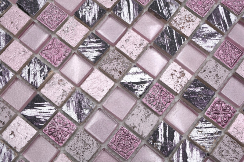 Hand-painted mosaic tile Tile backsplash Translucent pink Glass mosaic Crystal Resin pink BATH WC Kitchen WALL MOS82-1104_m