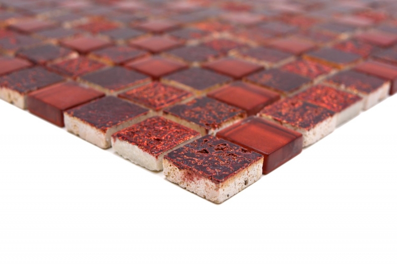 Hand-painted mosaic tile Tile backsplash Translucent red Glass mosaic Crystal Resin red BATH WC Kitchen WALL MOS82-0906_m