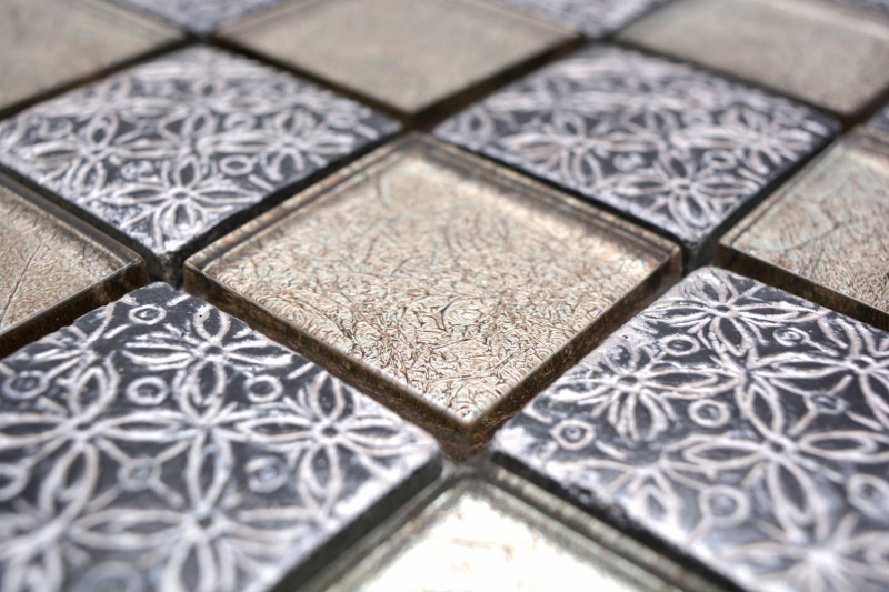 Hand-painted mosaic tile Tile backsplash Translucent champagne black Glass mosaic Crystal resin look MOS78B-0702_m