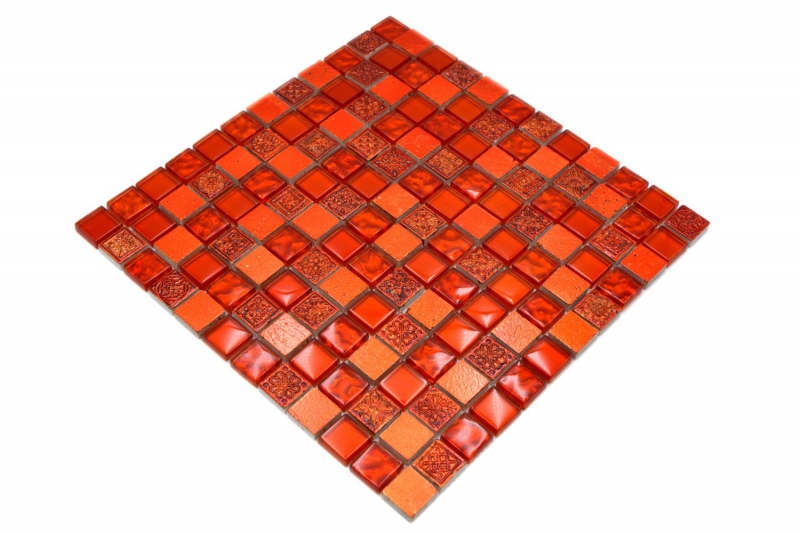 Hand-painted mosaic tile Tile backsplash Translucent red Glass mosaic Crystal Resin red texture MOS83-CB30_m