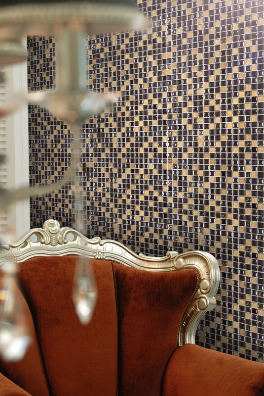 Hand sample mosaic tile backsplash Resin black copper Resin stone black copper MOS92-0301_m
