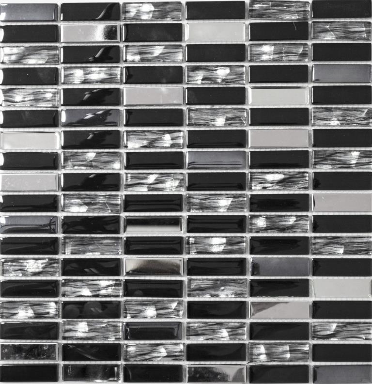 Hand-painted mosaic tile Translucent stainless steel black rods Glass mosaic Crystal steel black glass MOS87-0301_m