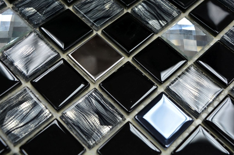 Hand-painted mosaic tile Tile backsplash Translucent stainless steel black Glass mosaic Crystal steel black Glass MOS63-CM-426_m