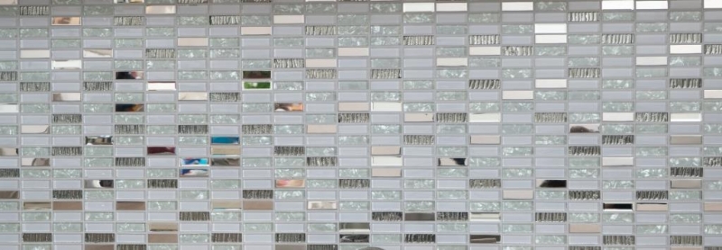 Hand-painted mosaic tile Translucent stainless steel white rods Glass mosaic Crystal steel white glass MOS87-0102_m