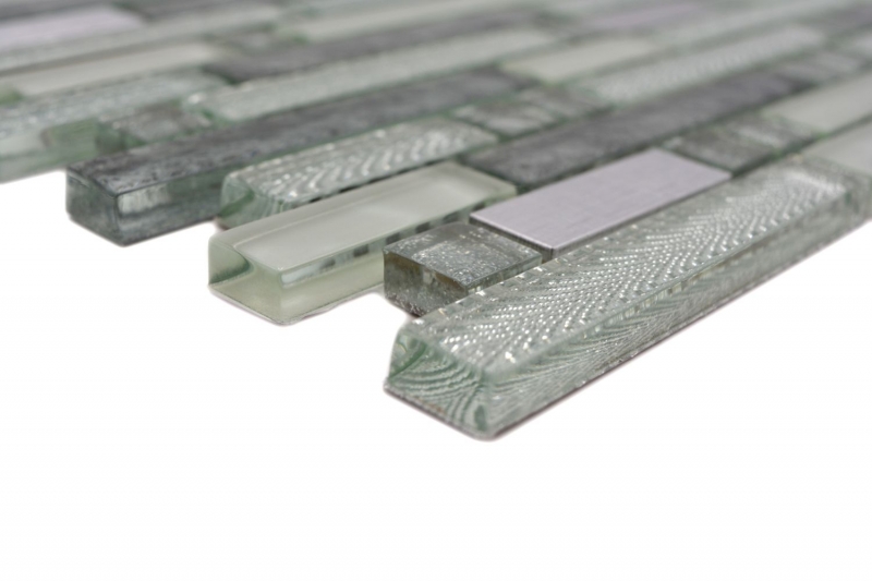 Hand sample mosaic tile Tile mirror translucent stainless steel clear silver gray composite glass mosaic Crystal steel clear silver gray MOS87-MV698_m