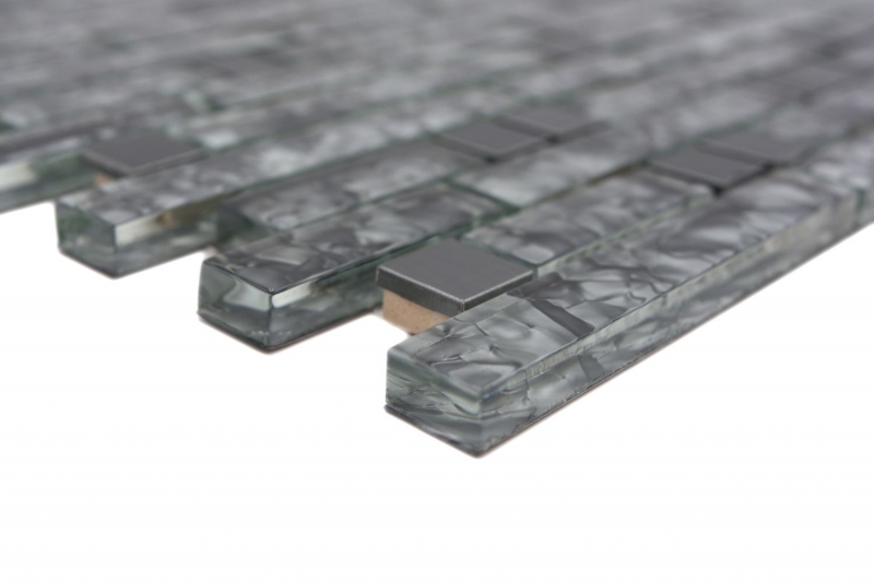 Hand sample mosaic tile Tile mirror translucent stainless steel green-grey composite glass mosaic Crystal steel stone green-grey MOS87-MV728_m
