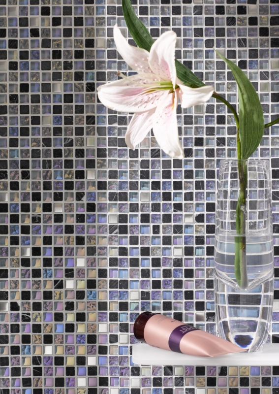 Hand sample mosaic tile Tile mirror translucent stainless steel gray glass mosaic Crystal stone steel gray MOS92-0206_m