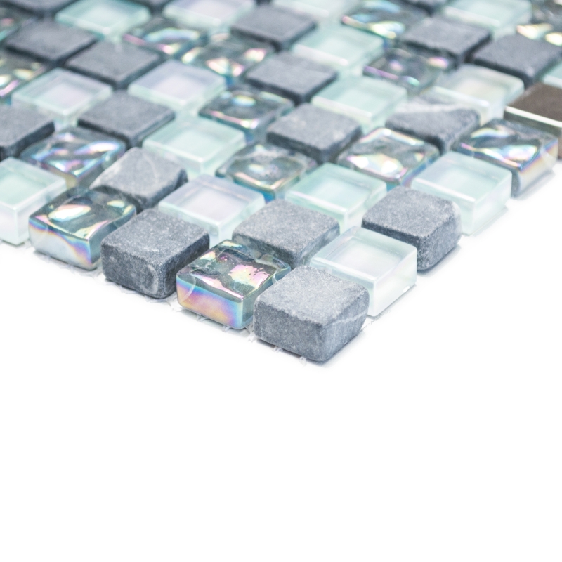 Hand sample mosaic tile Tile mirror translucent stainless steel gray glass mosaic Crystal stone steel gray MOS92-0206_m