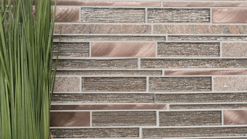 Hand sample mosaic tile tile mirror translucent aluminum beige copper composite glass mosaic Crystal stone aluminum beige copper MOS49-GV74_m