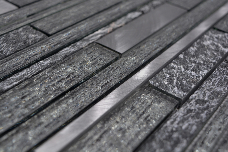 Hand sample mosaic tile Tile mirror translucent aluminum black composite glass mosaic Crystal stone Alu black MOS49-GV84_m
