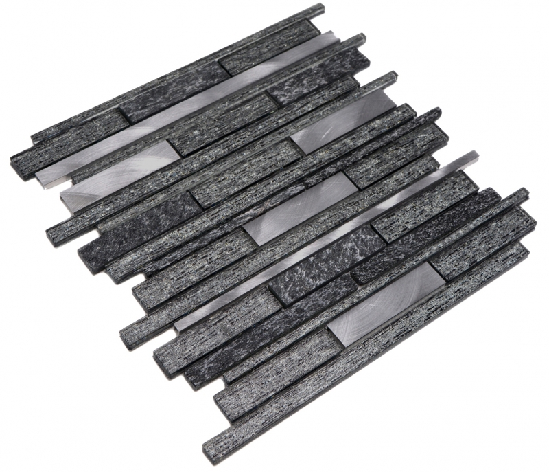 Hand sample mosaic tile Tile mirror translucent aluminum black composite glass mosaic Crystal stone Alu black MOS49-GV84_m