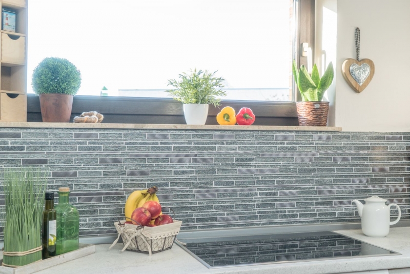 Hand sample mosaic tile Tile mirror translucent aluminum black composite glass mosaic Crystal stone Alu black MOS49-GV84_m