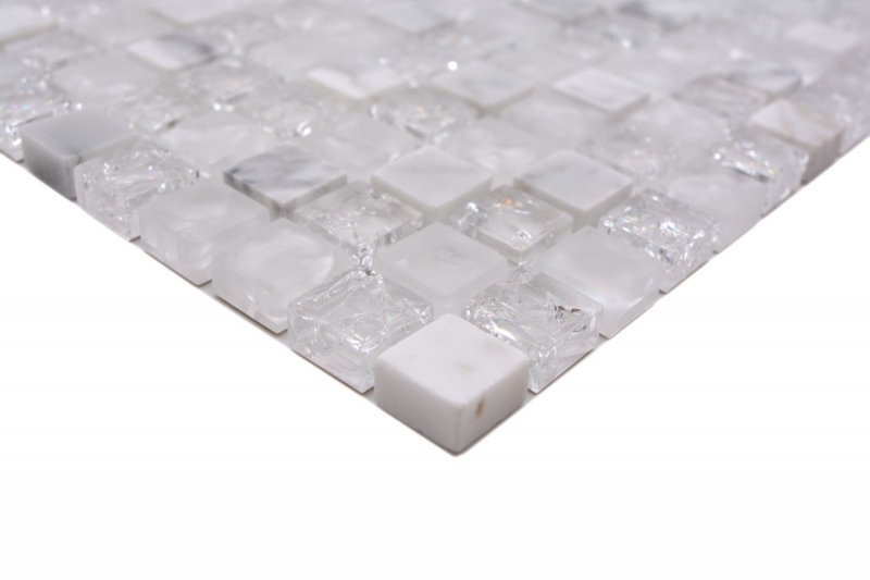 Hand-painted mosaic tile Tile backsplash Translucent white Glass mosaic Crystal stone white MOS92-0102_m