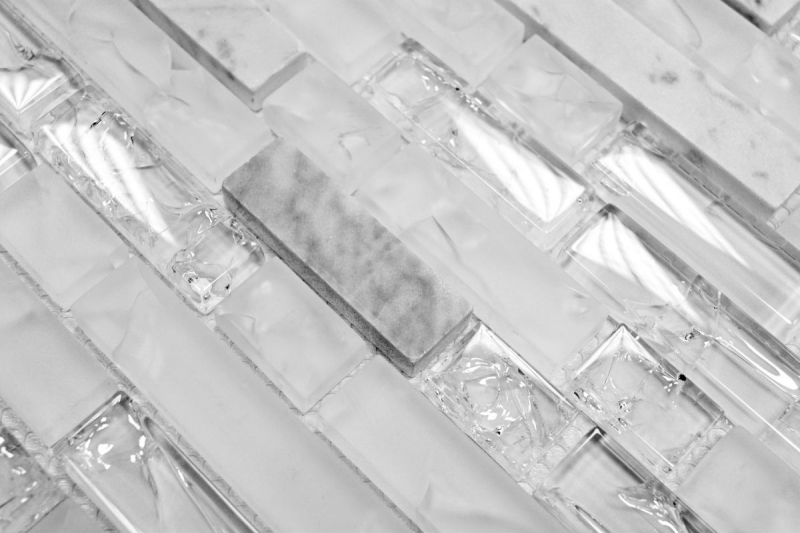 Hand-painted mosaic tile Tile backsplash Translucent white Composite glass mosaic Crystal stone white MOS87-V1311_m