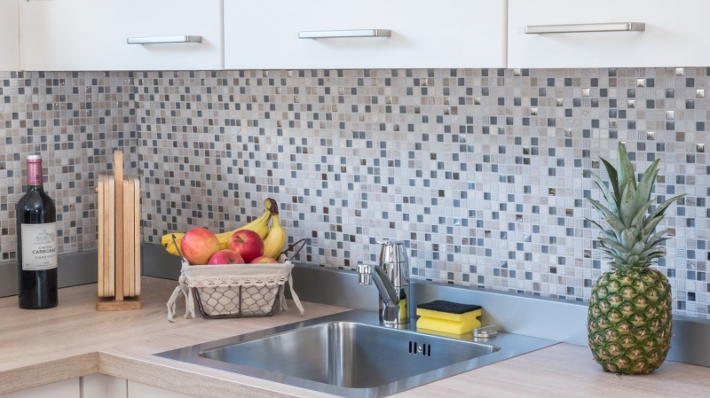 Hand sample mosaic tile Tile mirror translucent light gray silver Glass mosaic Crystal stone EP light gray silver MOS92-HQ10_m